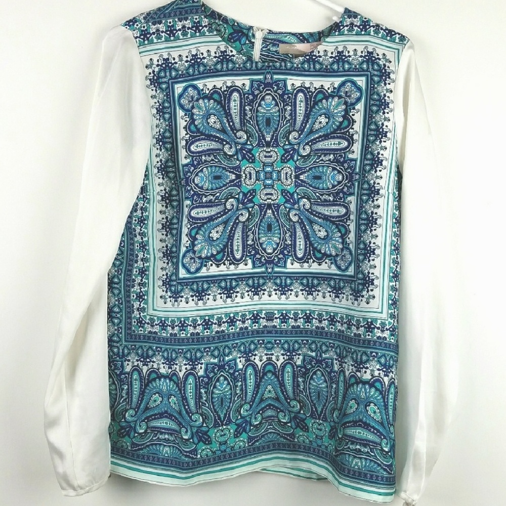 F21 Aqua Boho Mandala Festival Shirt Sz S